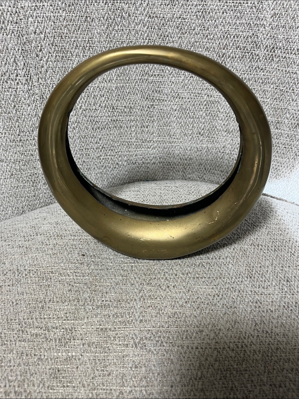 Vintage Ikebana brass circular vase Japanese minimalist MCM decor art